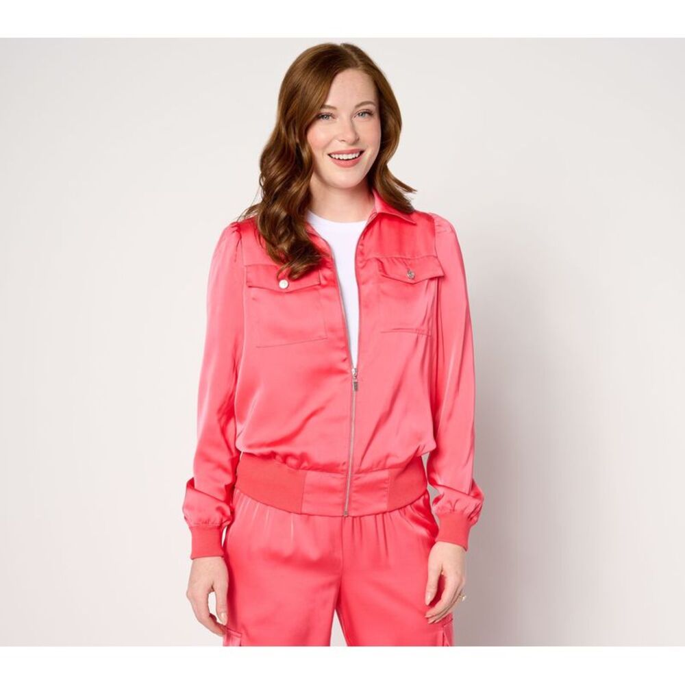 nicole by Nicole Miller Women's Plus Sz Jacket 3X Satin Pink A653430